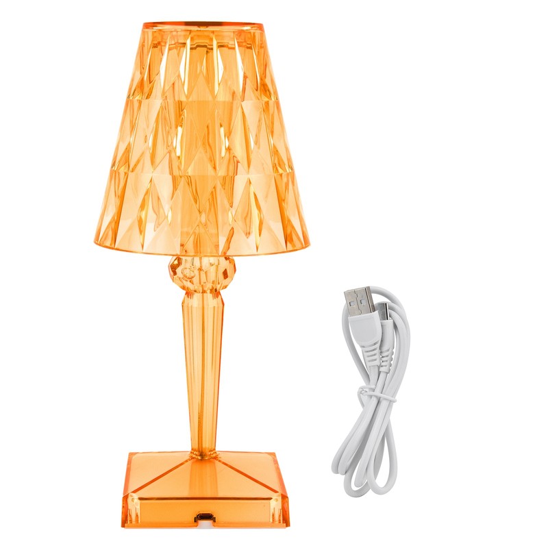 LED Crystal Table Lamp Transparent Prism Dimmable Desk Lamp USB