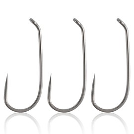 Dr.Fish 100 Pack Dry Fly Hooks Barbless Fishing Hooks Fly Tying Black Nickel High Carbon Steel Fly Tying Accessories Trout Salmon Freshwater-Black #12