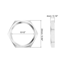 sourcing map G1/2 Pipe Fitting Hex Thin Lock Nut, Locknut Female Fastening for Plumbing, 304 Stainless Steel 10Pcs
