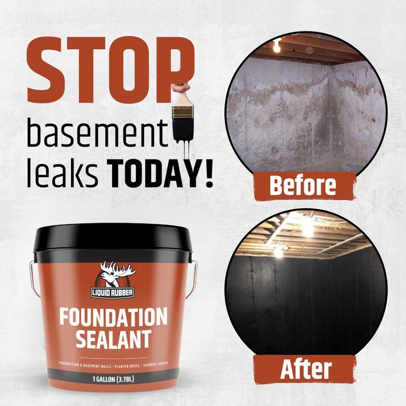 Liquid Rubber Basement and Foundation Repair Sealant - Waterproof Concrete