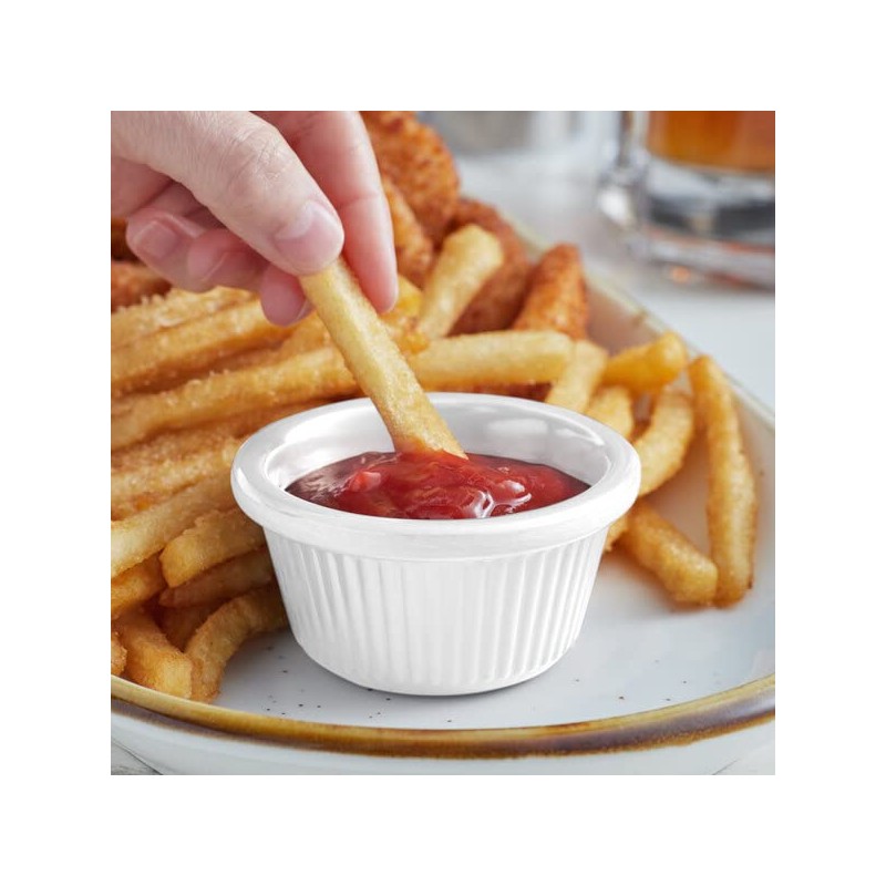 Chabrias Pack of 24 Fluted Traditional Ramekins Condiment Pots, Sauce