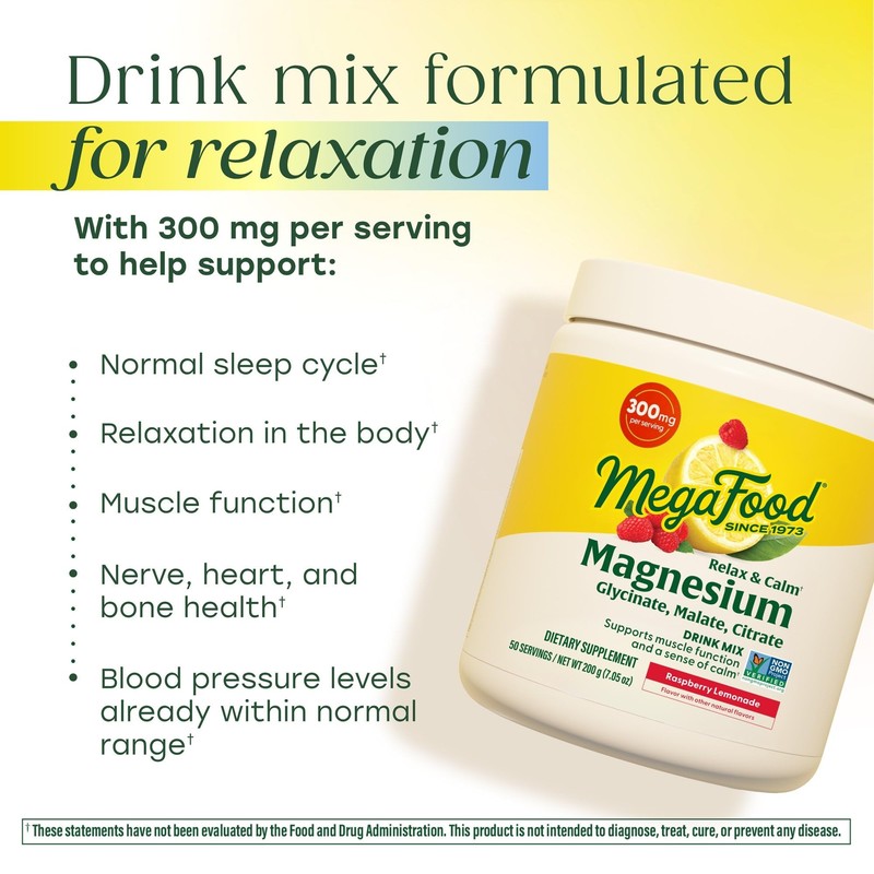 Megafood Relax + Calm Magnesium Powder - Highly Absorbable Magnesium