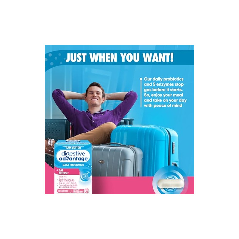 Digestive Advantage Cápsula Digestiva para Enzimas y Probióticos