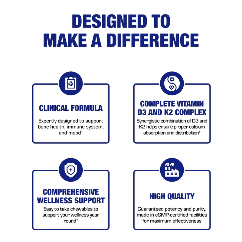 Chewable Vitamin D and K2 Supplement - Clinical D3 K2