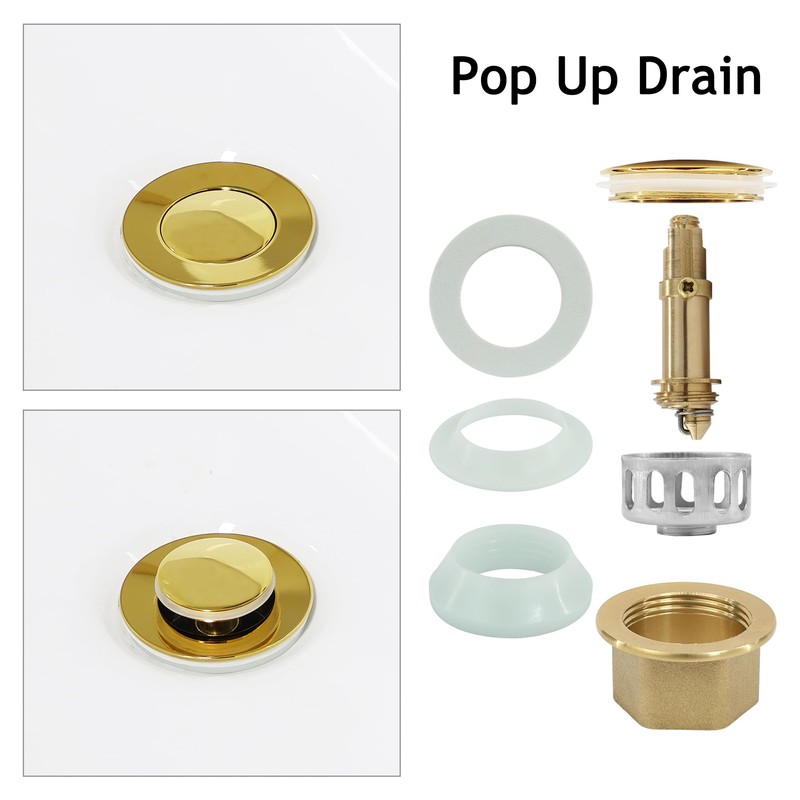 Rackickyer Bathroom Sink Drain,Drain Stopper Gold Stainless Steel Bathroom Sink