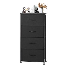 DUMOS 4 Drawers Dresser for Bedroom, Chest of Drawers, Closet Storage with 4 Drawers, Cloth Dresser Clothes Organizers Tower with Fabric Bins, Metal Frame, Wood Tabletop