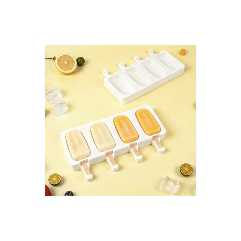 Moldes para Helados 2 Piezas, 4 Cavidades Cada Uno, Silicona