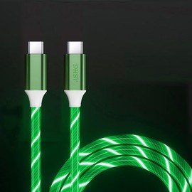 DHBY USB Type C to Type C PD Fast Charging Cable Phone Charger High Data Speed Visible Light Up Green Current Flowing for All USB C Device-USB C to C Green 39Inches
