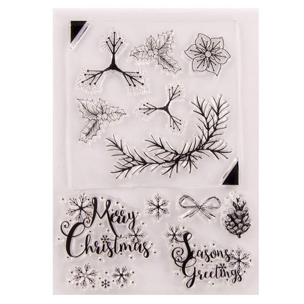 Merry Christmas Snowflakes Season's Greeting Christmas Greenery Christmas Sentiments Clear