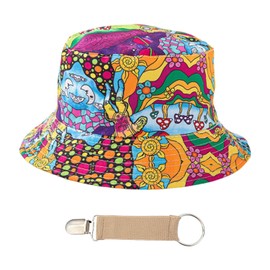 YSJCHEBS 1 x Colourful Printed Bucket Hat, 1 x Hat Clip, Reversible Sun Hat, Breathable and Comfortable Sun Hat, Graffiti Sun Hat, Party Decoration Hat, multicoloured