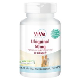 Ubiquinol 50mg - Aktive Form von Co-Enzym Q10-30 LiCaps® - Hochdosiert - Bioverfügbar - Antioxidant Coenzym Q10 - Qualität aus Deutschland - ViVe Supplements
