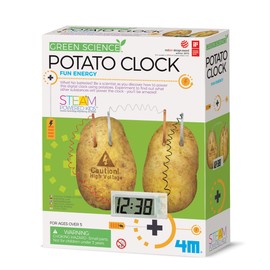 4M Green Science Potato Clock, Science and Activity Kit, Suitable for Boys and Girls Ages 8+, Learn Renewable Energy, Powered by a Potato, STEM Kit