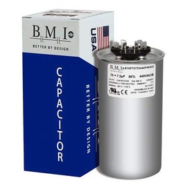 70 + 7.5 uF x 370 or 440 VAC Round - BMI USA Made Capacitor # 810P707DH44P46A5X Universal Replacement