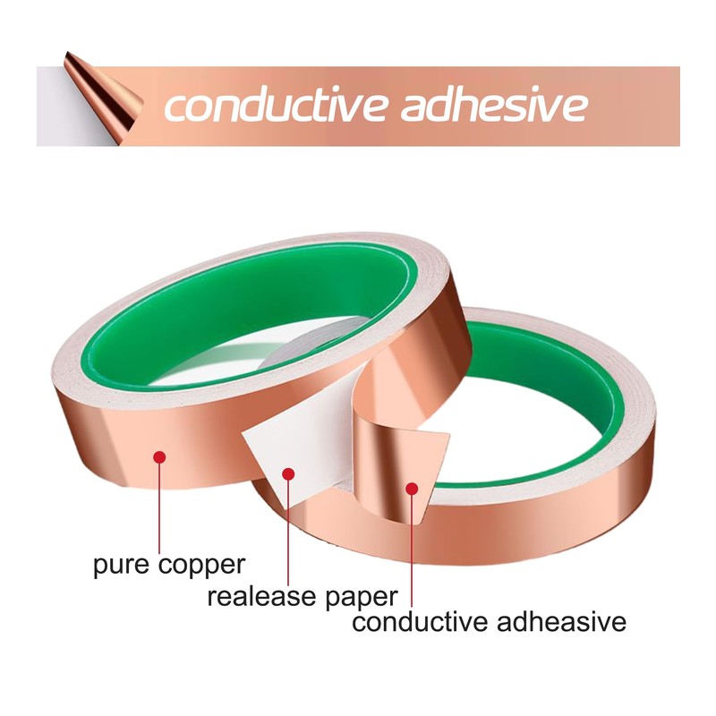 MOGEHIT Copper Foil Tape for Stained Glass Assorted Sizes 0.2/0.24/0.3/0.4Inch