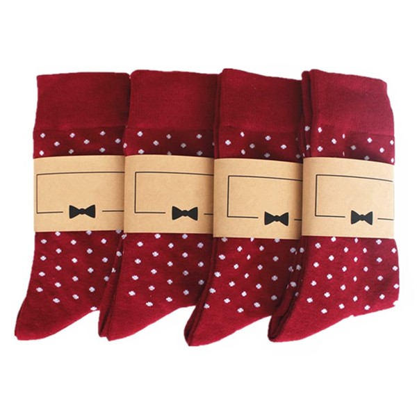 PAIXUN Groom Groomsmen Gifts For Men Him Wedding Proposal Novelty Funny Socks Bestman 100% Cotton Groomsmen Socks, Zt:4 Pairs Wine Dot Men Socks, One Size