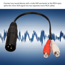 Cable Divisor XLR de 3 Pines XLR Macho a 2 RCA Hembra Cable Divisor en Y, 2 X 3 Pines XLR Macho/2 X RCA Hembra para Mezcladores, Amplificadores de Potencia, Altavoces Activos, Micrófono