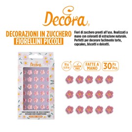 Decora Decorazioni di Zucchero Fiorellini Piccoli, Rosa - 1 Confezione da 30 Unità