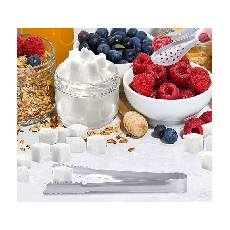 Stainless Steel Dessert Tongs,Perfect for BBQ, Steak Bread Buffet Salad