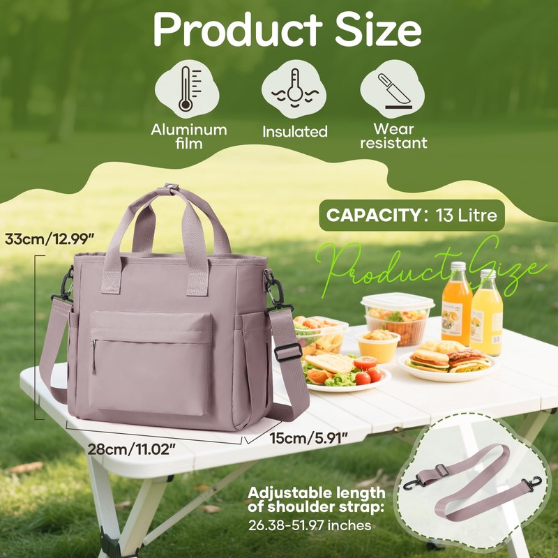 Insulated Lunch Bag, Leakproof Lunch Box for Women Men, Portable