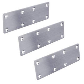 Hyever 3 Pieces Flat Straight Brace Bracket Steel Metal Mending Fixing Plate,Brushed Finish 5.4" × 1.9" × 0.08"