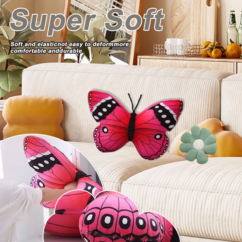 CHELEI2019 15.7" Butterfly Pillow Pink Butterfly Stuffed Animal Plush Toy