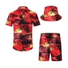 EISHOPEER Men's Button Down Hawaiian Shirt and Short 2 Piece