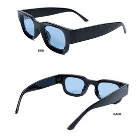 crazy bean Pack of 2 Sunglasses Vintage Rectangular Women Men Sunglasses 90s Retro Fashion Protection UV 400, Blue + Yellow