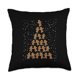Gingerbread Xmas Tree Ornaments Ginger Cookies Christmas Throw Pillow