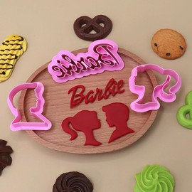 Doll Couple Cookie Cutters - 3D Cute Doll Silhouette with Nameplate for Girls' Party Decorations