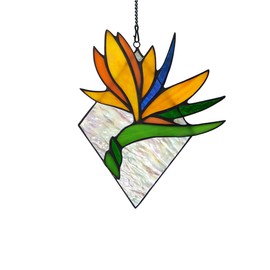 BOXCASA Bird of Paradise Flower Decor Stained Glass Window Hanging,Artificial Flowers Gift for Women Stained Glass Suncatcher,Bird of Paradise Flower Gift for Mom Aunt Sister Friends