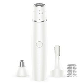 Nose Hair Trimmer for Women & Men, 3-in-1 Facial Hair Remover for Peach Fuzz, Eyebrow Trimmer, Shaper & Shaver, Ear & Face Grooming Kit, USB-C Rechargeable, Painless, Dry Use, Compact & Travel-Ready