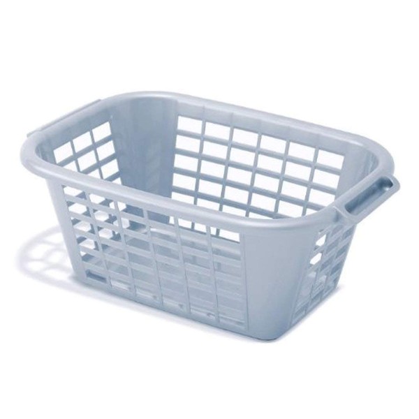 Addis Eco 100% Recycled Plastic Large Rectangular Laundry Washing Basket, 40 litre, Light Grey 518380