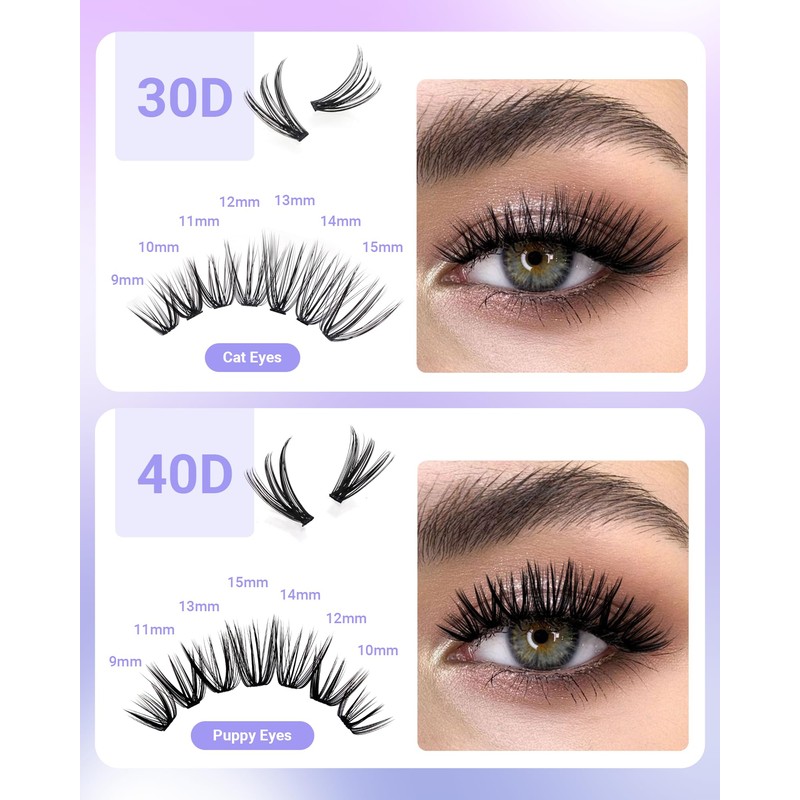 NAGARAKU Individual Eyelash Clusters, 30D, 40D, Mega Volume DIY Set,