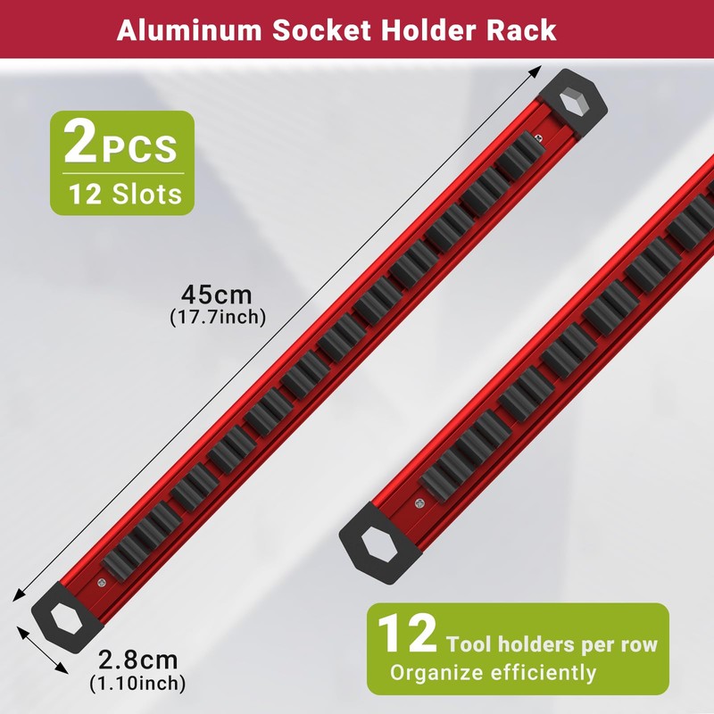 Preciva 2 PCS Magnetic Tool Holder with 24 Sliding Clips,