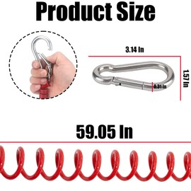 AUCELI Breakaway Trailer Cable, RV Stainless Steel Spring Towing Coiled Safety Wire, Heavy Duty Steel Wire Trailer Safety Rope for Trailer Emergency Camper, Universal Car Accessories (Red)