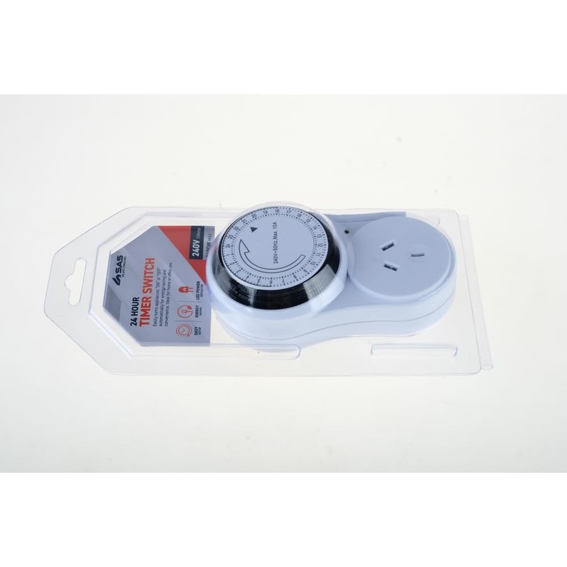 SAS Electrical 240V 10A 24-Hour Timer, White, 120 x 70