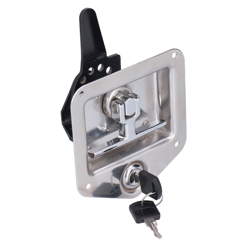 Trailer Door Latch T Handle with 2‑Key Stainless Steel Chrome