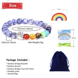 Loving Basso Pet Memorial Gifts for Dogs,Rainbow Bridge Bracelet for Beloved Dog,8MM Bead 7 Chakra Pet Memorial Bracelet Loss of Dog Sympathy Gift for Women Men,Dog Remembrance Gift