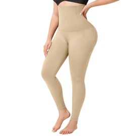 Nebility Tummy Control Shapewear for Women Butt Lifting Shapewear Thigh Slimmer High Waisted Body Shaper Girdles (Beige,Medium)