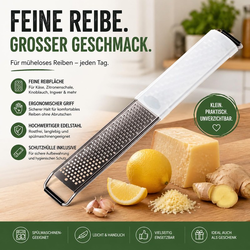 BAESTO Parmesan Grater Kitchen Grater Stainless Steel 2-in-1 Fine &