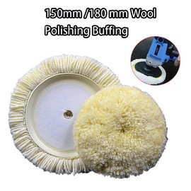 Wool Polishing Pad 150mm Fine Wool Polishing Wheel Cleaning Accessories with Velcro for Cars, Furniture and Glass (C)