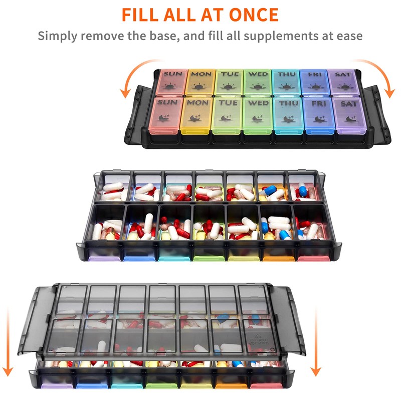 Extra Large Pill Organizer 2 Times a Day, FGcase Easy