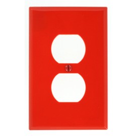 Leviton 1-Gang, 1-Duplex, Midway Nylon Wallplate, Midway Size, 1 Pack, PJ8-R, Red