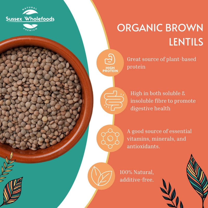 Sussex Wholefoods Organic Brown Lentils 500g