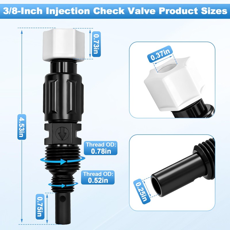 3/8 Inch UCINJ38 Injection Check Valve Replacement for Stenner Pumps