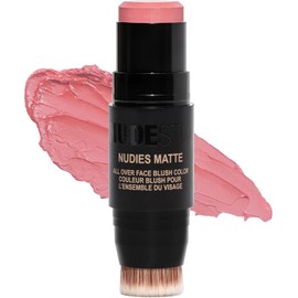 Nudestix Nudies Blush Stick – 3-in-1 Cream Blush for Cheeks, Eyes & Lips with Built-In Brush Soft Matte Finish for a Natural Flush Sunkissed Pink 3 en 1, rubor cremoso, labios, párpados, acabado mate suave, cepillo incorporado