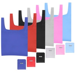 Mardatt 6Pcs Multi Colors Reusable Grocery Bags Polyester Foldable Washable Shopping Bag for Shopping Geometric Fashion