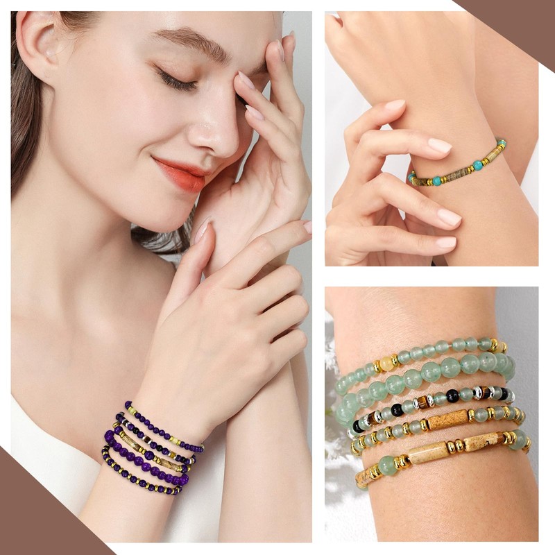 APMGONT Stackable Stretch Bead Bracelet Set, Stacked Pearl Bracelet for