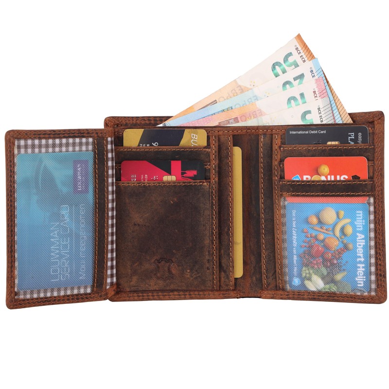 Manza Men's Wallet Portrait Format Cowhide Leather Wallet Genuine Leather