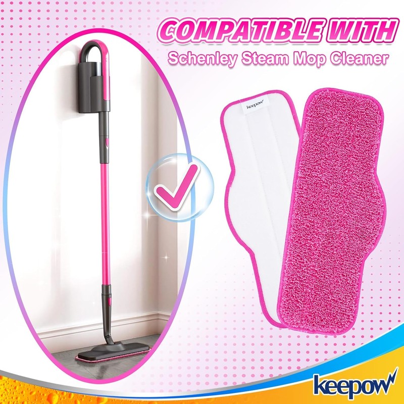 KEEPOW 8 Pack Reusable Microfiber Mop Pads Compatible with Schenley